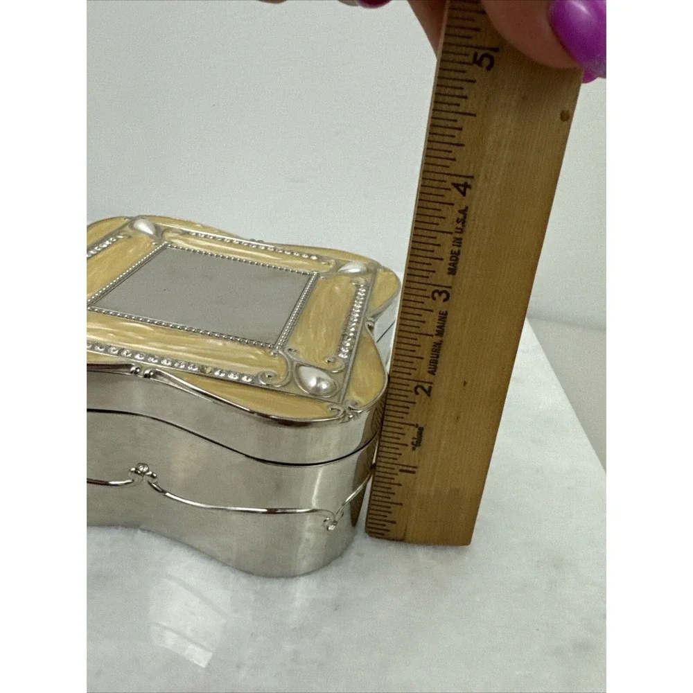 Things Remembered Silver Trinket / Jewelry Box w/Swarovski Crystals Faux Pearls
